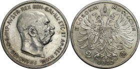 RDR – Habsburg – Österreich, KAISERREICH ÖSTERREICH. Österreich-Ungarn. Franz Joseph I. (1848-1916). 2 Kronen 1913. Jaeger 384. Silber. Fast Stempelgl...