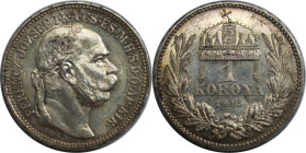 RDR – Habsburg – Österreich, KAISERREICH ÖSTERREICH. Österreich-Ungarn. Franz Joseph I. (1848-1916). 1 Korona 1915 KB. 5,0 g. 0.835 Silber. 0.13 OZ. K...