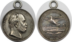 Altdeutsche Münzen und Medaillen, BRANDENBURG IN PREUSSEN. Wilhelm I. (1861-1888). Silbermedaille ND. Auf das Militär-Brieftaubenwesen. Stempel von E....