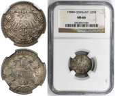 Deutsche Münzen und Medaillen ab 1871, REICHSKLEINMÜNZEN. 1/2 Mark 1908 D. Silber. Jaeger 16. NGC MS 66