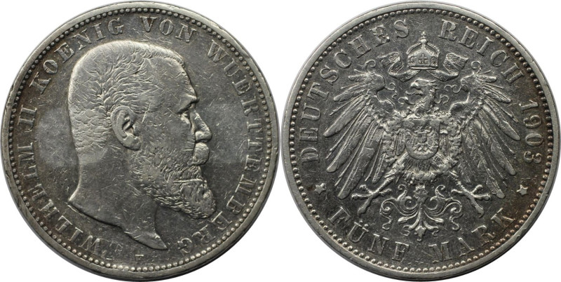 Deutsche Münzen und Medaillen ab 1871, REICHSSILBERMÜNZEN, Württemberg. Wilhelm ...