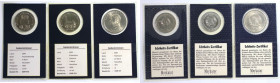 Deutsche Münzen und Medaillen ab 1945, Lots und Sammlungen. 5 Mark 1987, "Alexanderplatz", Jaeger 1615, Bestell-Nr.: DDR 613, St/Bfr. 5 Mark 1988, "Ei...