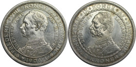 Europäische Münzen und Medaillen, Dänemark / Denmark. Zum Tode von Christian IX. und Krönung Frederik VIII. 2 Kroner 1906. 15,0 g. 0.800 Silber. 0.39 ...