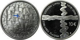 Europäische Münzen und Medaillen, Finnland / Finland. 90. Jahrestag der finnischen Flagge. 10 Euro 2008. 25,50 g. 0.925 Silber. 0.75 OZ. KM 140. Polie...