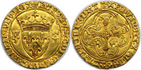 Europäische Münzen und Medaillen, Frankreich / France. Charles VII. (1422-1461). Ecu d'or à la couronne ND (3. Typ, 3. Emission, 20.1.1447), Toulouse....