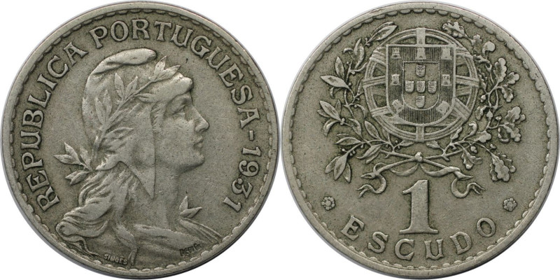 Europäische Münzen und Medaillen, Portugal. 1 Escudo 1931, Kupfer-Nickel. KM 578...