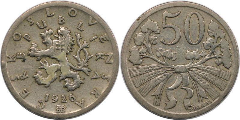 Europäische Münzen und Medaillen, Tschechoslowakei / Czechoslovakia. 50 Heller 1...