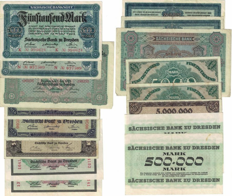 Banknoten, Deutschland / Germany, Lots und Sammlungen. Sächsische Bank zu Dresde...