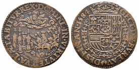 Felipe II (1556-1598). Jetón. 1584. Tournai. (Dugn-3028). Ae. 4,75 g. MBC-. Est...35,00.