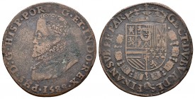 Felipe II (1556-1598). Jetón. 1588. (Dugn-3201). (Vq-13716). Ae. 4,33 g. Oficina de finanzas. BC. Est...20,00.