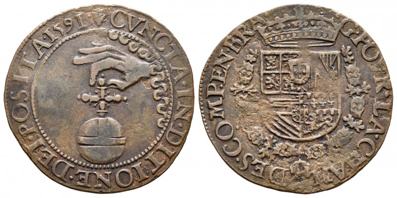 Felipe II (1556-1598). Jetón. 1591. Amberes. (Dugn-3284). (Vq-13730). Ae. 4,54 g...