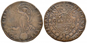 Felipe II (1556-1598). Jetón. 1594. Amberes. (Dugn-3349). Ae. 4,32 g. Oficina de finanzas. BC+/MBC-. Est...35,00.