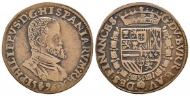 Felipe II (1556-1598). Jetón. 1596. Amberes. (Dugn-3411). (Vq-13743). Ae. 4,80 g. Oficina de finanzas. MBC. Est...35,00.