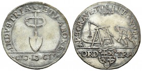 Alberto e Isabel (1598-1621). Jetón. 1602. Utrecht. (Dugn-3535). Ae. 6,52 g. Defensa de Ostende por Maurits. Restos de plateado original. EBC-. Est......