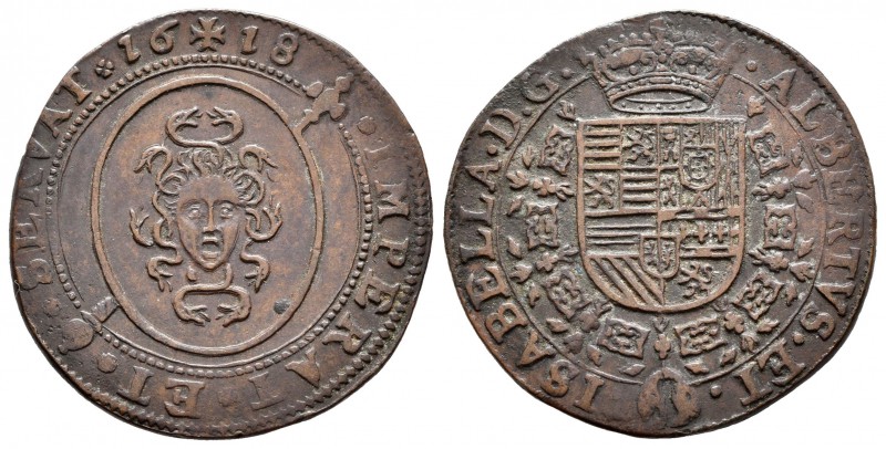 Alberto e Isabel (1598-1621). Jetón. 1618. (Dugn-3752). (Vq-13787 variante de me...