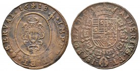 Alberto e Isabel (1598-1621). Jetón. 1618. (Dugn-3752). (Vq-13787 variante de metal). Ae. 5,20 g. Prudencia de los archiduques. Escasa. MBC+. Est...50...