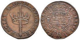 Alberto e Isabel (1598-1621). Jetón. 1621. Bruselas. (Dugn-3778). Ae. 4,76 g. Justicia de los Archiduques. MBC+. Est...50,00.