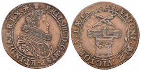 Felipe IV (1621-1665). Jetón. 1628. Bruselas. (Dugn-3842). Ae. 5,74 g. Éxito de las tropas Imperiales y españolas. EBC-. Est...70,00.