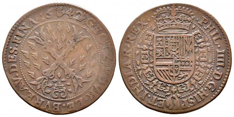 Felipe IV (1621-1665). Jetón. 1642. Amberes. (Dugn-3973). (Vq-13824). Rev.: Cruz...