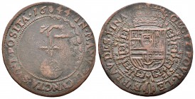 Felipe IV (1621-1665). Jetón. 1644. Amberes. (Dugn-3986). (Vq-13830 variante de metal). Anv.: Una mano saliendo de las nubes agarrando un globo crucíf...