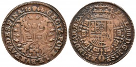 Felipe IV (1621-1665). Jetón. 1646. Bruselas. (Dugn-4002). (Vq-18333 variante de metal). Ae. 5,71 g. Oficina de finanzas. MBC+. Est...50,00.