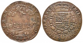 Felipe IV (1621-1665). Jetón. 1648. Amberes. (Vq-13837). (Mont-8494). Ae. 5,74 g. Paz de Munster. MBC+. Est...50,00.
