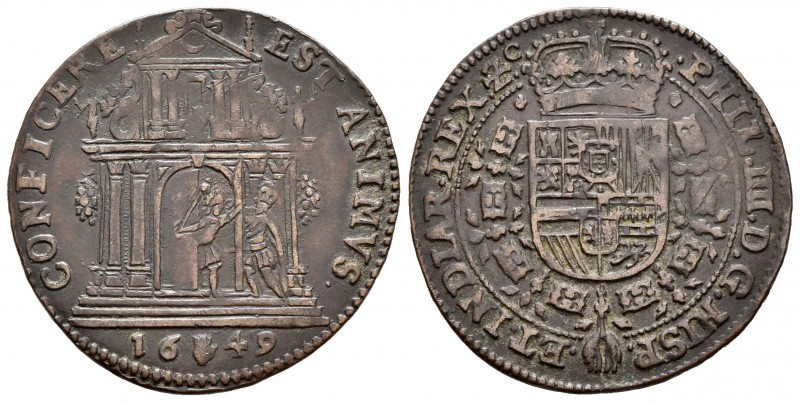 Felipe IV (1621-1665). Jetón. 1649. Amberes. (Dugn-4027). (Vq-13842). Ae. 5,61 g...