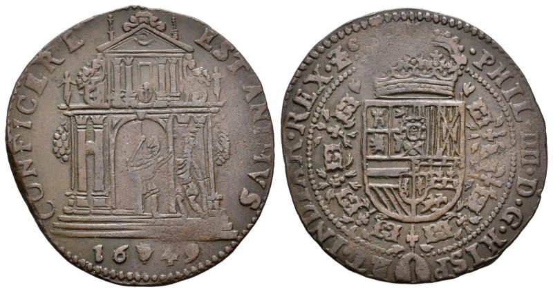 Felipe IV (1621-1665). Jetón. 1649. Amberes. (Dugn-4027). (Vq-13842). Ae. 5,94 g...