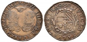 Felipe IV (1621-1665). Jetón. 1649. Lille. (Dugn-4029). (Vq-13844). Anv.: Bustos de Felipe IV y Mariana de Austria, encima dos manos juntas. Rev.: Esc...