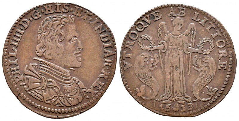Felipe IV (1621-1665). Jetón. 1653. Amberes. (Dugn-4050). (Vq-13854). Ae. 6,19 g...