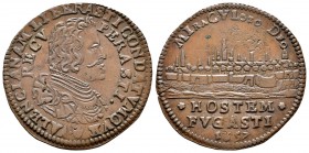 Felipe IV (1621-1665). Jetón. 1657. Amberes. (Dugn-4109). (Vq-13859). Ae. 5,60 g. Liberación de Valenciennes y toma del Conde. EBC-. Est...70,00.