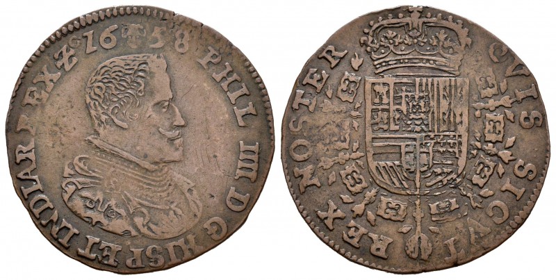 Felipe IV (1621-1665). Jetón. 1658. Bruselas. (Dugn-4120). (Vq-13861). Ae. 5,99 ...