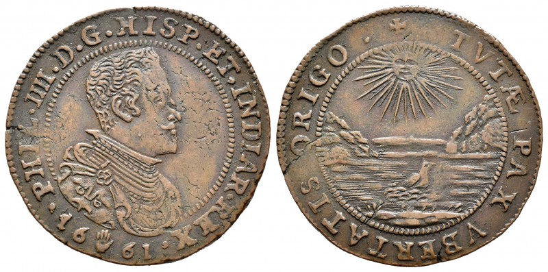 Felipe IV (1621-1665). Jetón. 1661. Amberes. (Dugn-4174). (Vq-13878). Ae. 5,89 g...