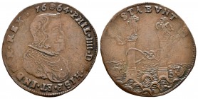 Felipe IV (1621-1665). Jetón. 1664. Bruselas. (Dugn-4204). (Vq-13883). Ae. 6,41 g. Alianza entre España y Austria. MBC+. Est...60,00.