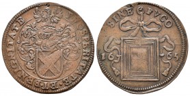 Felipe IV (1621-1665). Jetón. 1665. Bruselas. (Dugn-4214). Anv.: Escudo de armas. Rev.: Escudo suspendido. Ae. 5,94 g. MBC+. Est...50,00.