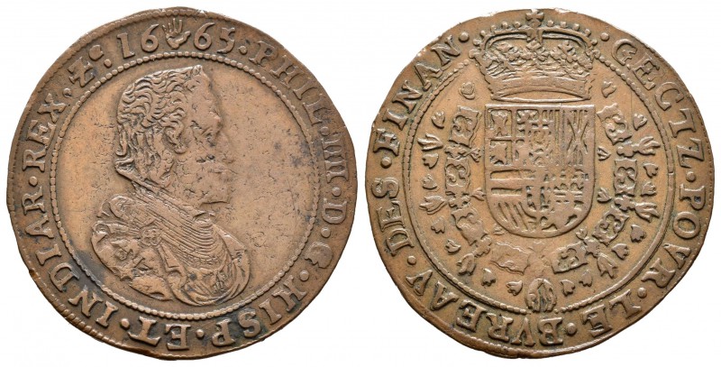 Felipe IV (1621-1665). Jetón. 1667. Bruselas. (Dugn-4215). (Vq-13890). Ae. 6,41 ...
