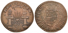 Carlos II (1665-1700). Jetón. 1666. (Dugn-4231). Ae. 5,58 g. Proclamación de Carlos II. MBC+. Est...50,00.