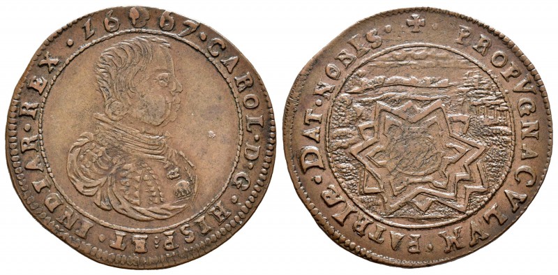 Carlos II (1665-1700). Jetón. 1667. Bruselas. (Dugn-4237). (Vq-13890). Ae. 6,92 ...