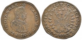 Carlos II (1665-1700). Jetón. 1670. Bruselas. (Dugn-4281). (Vq-13899). Ae. 5,93 g. Oficina de finanzas. MBC+. Est...50,00.