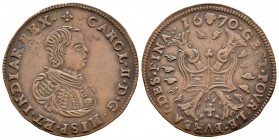 Carlos II (1665-1700). Jetón. 1670. Bruselas. (Dugn-4281). (Vq-13899). Ae. 6,15 g. Oficina de finanzas. MBC+. Est...50,00.
