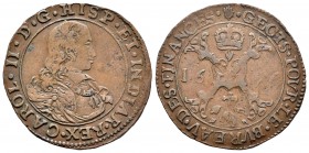 Carlos II (1665-1700). Jetón. 1676. Bruselas. (Dugn-4361). (Vq-13913). Ae. 5,36 g. Oficina de finanzas. MBC. Est...40,00.