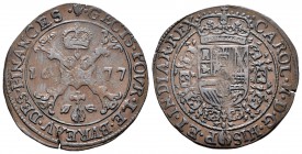 Carlos II (1665-1700). Jetón. 1677. Amberes. (Dugn-4378). (Vq-13913). Ae. 6,34 g. Oficina de finanzas. MBC. Est...35,00.