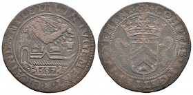 Países Bajos. Jetón. 1587. (Dugn-3161). Ae. 5,69 g. Escasa. BC. Est...40,00.