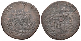 Países Bajos. Jetón. 1591. Dordrecht. (Dugn-3288). Ae. 4,81 g. Ofertas de paz a través de los enviados del Sacro Imperio Romano, rechazado por los Est...