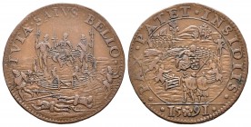 Países Bajos. Jetón. 1591. Dordrecht. (Dugn-3288). Ae. 6,28 g. Ofertas de paz a través de los enviados del Sacro Imperio Romano, rechazado por los Est...