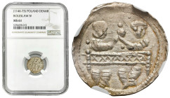 Medieval coins
POLSKA / POLAND / POLEN / POLOGNE / POLSKO

Bolesław IV Kędzierzawy (1146-1173). Denar NGC MS61 
AW: Rycerz z tarczą i proporcem.
...