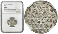 Stephen Báthory
POLSKA / POLAND / POLEN / POLOGNE / POLSKO

Stefan Batory. Trojak (3 Groschen - Grosze ) 1584, Riga NGC MS64 - EXCELLENT 

Piękny...