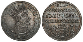 Stephen Báthory
POLSKA / POLAND / POLEN / POLOGNE / POLSKO

Stefan Batory. Trojak (3 Groschen - Grosze ), Gdansk / Danzig 1579 - promienista korona...