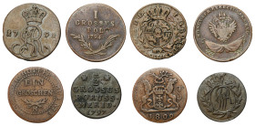 Stanislaus Augustus Poniatowski 
POLSKA / POLAND / POLEN / POLOGNE / POLSKO

Polska XVIII-XIX wiek. Pógrosz (Half grosz) i grosz, set 4 coins 

W...