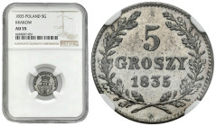 Free City of Krakow
POLSKA / POLAND / POLEN / RUSSIA / RUSSLAND / РОССИЯ

Wolne Miasto Krakow / Cracow. 5 groszy 1835, Wiedeń NGC AU 55 
AW: Herb ...